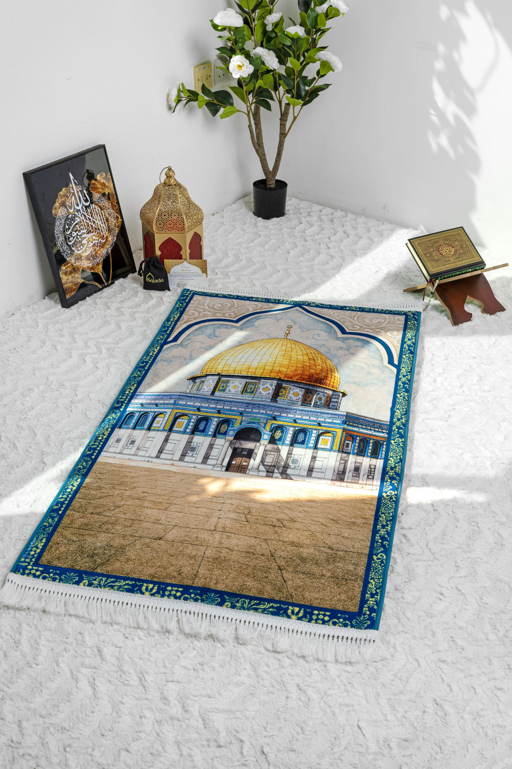 Dome of the Rock Watercolor Tapis de prière rembourré