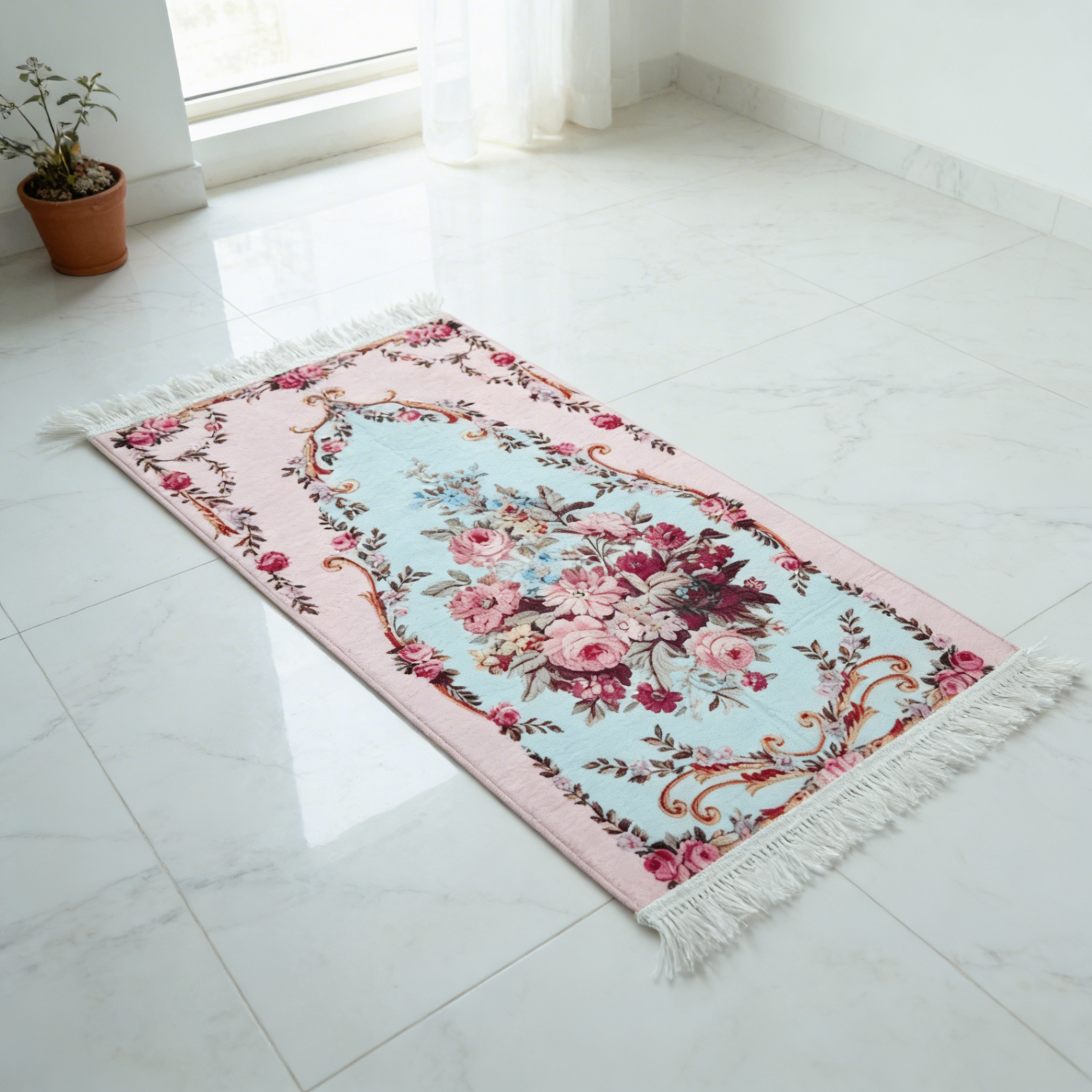 Rehma Rose Tapis de prière rembourré