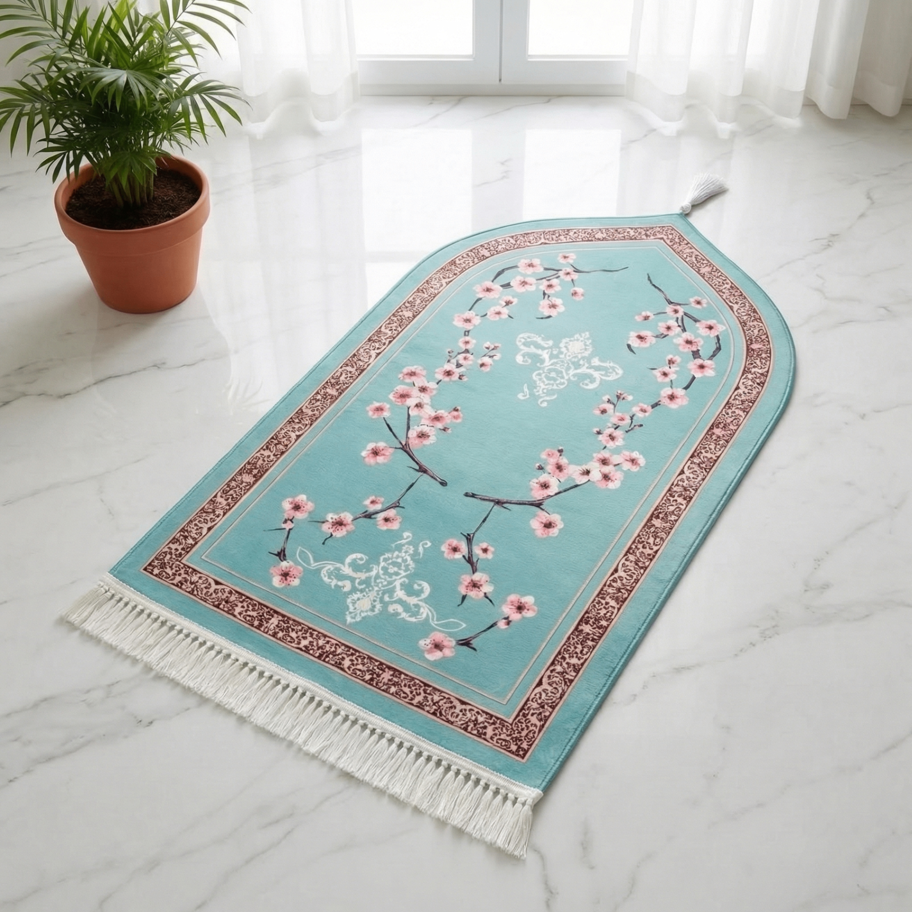Zehra Fleurs Tapis de prière rembourré