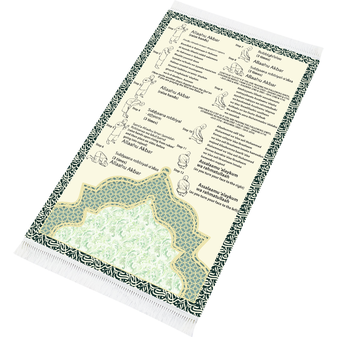 Tapis de prière phonétique rembourré étape par étape